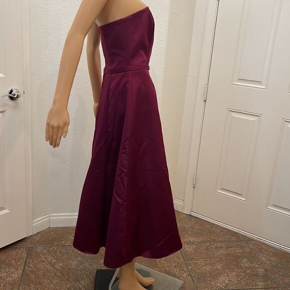 Michaelangelo Size 4 Dress Strapless Burgundy Diamond Belted Accent Formal Prom - Picture 9 of 12